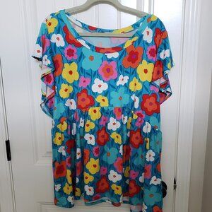 Haptics Floral Babydoll Top 1X